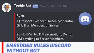 Make Embed Discord Bot | Embed Rules | Webhook | image | Stylish Rules | Techie Gaurav