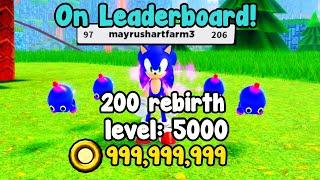 I Reached 200 Rebirth And Got On Leaderboard! - Sonic Speed Simulator Roblox