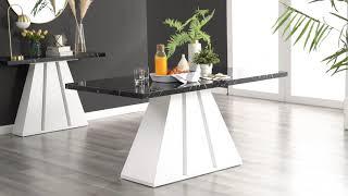 Athens Black Marble High Gloss Rectangular Dining Table from Furniturebox UK