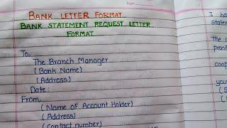 Bank Letter format || How to write A Bank statement Request letter|| Application for Bank statement