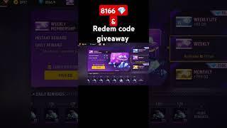 Free fire daily diamond  claim & redem code giveaway #shorth #viralshort #shortvideo