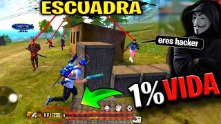 ELIMINO A UNA ESCUADRA CON 1% DE VIDA *INCREIBLE*( MOMENTOS EPICOS)FREEFIRE 