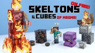 Minecraft Jazwares Series 4 Skeleton on Fire & Magma Cube & Shulker & Steve with Arrows