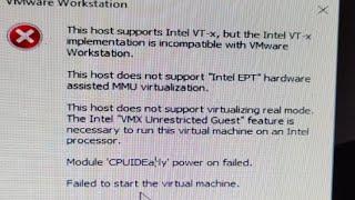 virtualized intel vt xept is not supported on this platform