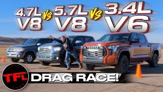 Three Generations of Toyota Tundra Drag Race & MPG Surprise: That WAS NOT Supposed to Happen!