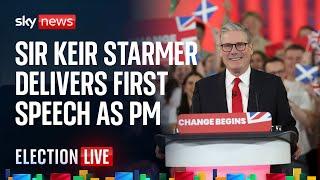 Sir Keir Starmer delivers his first speech as Prime Minister