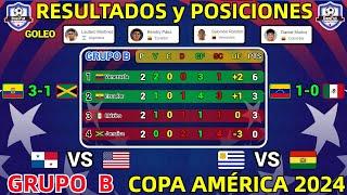 TABLA DE POSICIONES y RESULTADOS HOY COPA AMÉRICA 2024 GRUPO B JORNADA 2