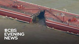 Two barges and oil tanker collide in shipping channel near Houston