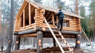 Mann baut ein erstaunliches Blockhaus im Wald | Von Anfang bis Ende von ‪@bushcraftua1‬