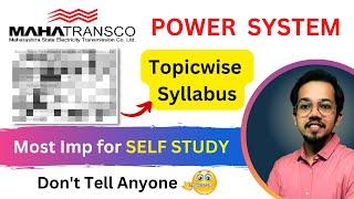 Topicwise Syllabus - Power System | Mahatransco 2023 | Most Important for SELF STUDY Students