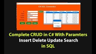 C# Form Application Insert Update Delete and Search in SQL Server - (C# CRUD with Parameters)