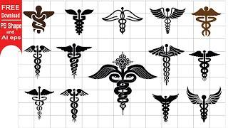 Medical Caduceus Symbol Photoshop Shapes and vector eps free download