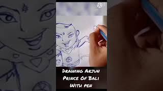 Easy Drawing of Arjun Prince of Bali | Drawing prince arjun with Pen | #youtubeshorts | #shorts