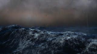 ️ Thunderstorm And Rain Sounds Over a Rough Ocean with Big High Waves and Real Lightning Strikes.