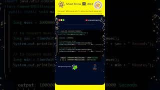 How To Code Convert Milliseconds To Minutes and Seconds #64  #java #shorts