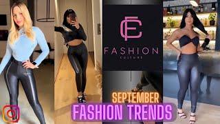 Social Media Fashion Trends September 2023 | Leather Leggings Outfit Haul Shiny World