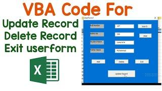 VBA for Update Record and Delete Record in excel//how to update record in excel sheet through vba