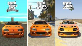 Toyota Supra MK4 (Brian O'Conner) GTA SA vs GTA 4 vs GTA 5