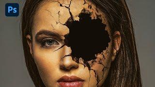 Cracked Hole in Face - Best Photoshop tutorial