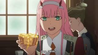 Zero Two feeding Hiro