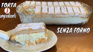 TORTA 3 INGREDIENTI SENZA FORNO FACILE  VELOCE GOLOSA