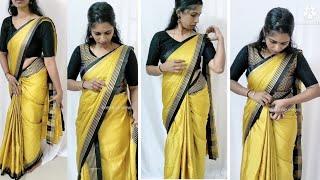 Silk saree drape video in detail for beginners/Try this perfect shape tutorial/beautiful look/