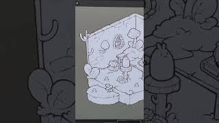 How To Make An Easy Isometric Illustration In Procreate ( For Beginners ) #challenge  #shorts #