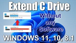 How to Extend C Drive in Windows 11,10,8.1 Without any Software.Fix Extend Volume Option Greyed Out