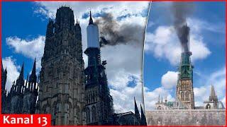 France’s landmark Rouen Cathedral catches fire