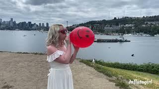 Blowing Up a Crystal Red Smiley Balloon in Gas Works Park