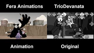 Happy FNF But Everyone Sings It ( Original vs Animation ) ( Fera Animations - TrioDevanata )