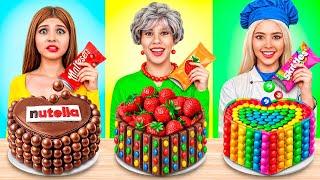 Me vs Grandma Cooking Challenge! Cake Decorating Challenge Sweet Tricks by YUMMY JELLY