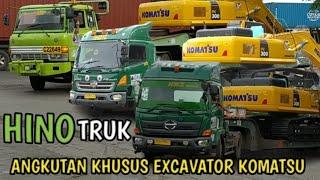 TRUK TRAILER LOWBED HINO ANGKUTAN KHUSUS EXCAVATOR KOMATSU PC300