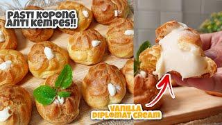 PASTIKAN TELUR DITIMBANG DAN GUNAKAN SUHU TINGGI!! PASTI KOPONG ANTI KEMPES! KUE SUS DIPLOMAT CREAM!