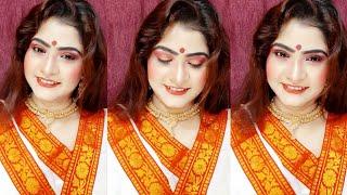 #shorts Durga Puja Makeup Look 2021 || Indian Festival Makeup Tutorial #festivalmakeup #beautytips