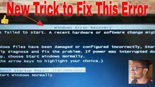 Windows 7 Recovery Error Windows Failed To Start | Hindi