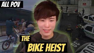 POV from ALL POLICE, Buddha, Sykkuno, Blaustoise, DasMehdi | The Bike Heist | GTA NoPixel