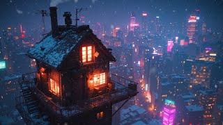 Distant Dreams  Snow and Ambient Music ~ Cyberpunk City Overlook