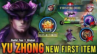 25 Kills!! MVP 17.3 Points Yu Zhong with New First Item!! - Build Top 1 Global Yu Zhong ~ MLBB