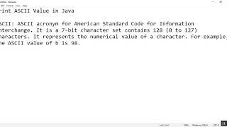 Print ASCII Value in Java