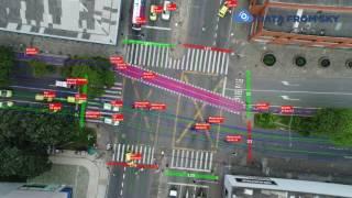 Traffic monitoring by drone - Busy city intersection with traffic lights - AI video analysis survey