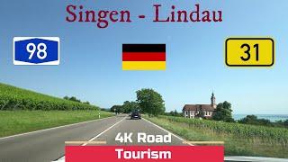 Driving Germany: A98 & B31 Singen - Lindau - 4k scenic drive Lake Constance