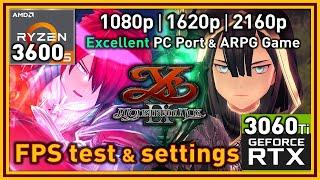 Ys IX: Monstrum Nox PC (Release version) - Ryzen 5 3600 & RTX 3060 Ti - FPS Test and Settings