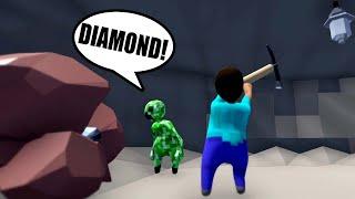 MINECRAFT CREEPER AND STEVE MINING DIAMONDS in HUMAN FALL FLAT