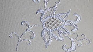 Hand Embroidery : Jacobean Embroidery - white lace flower