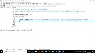 C++ very first program for beginners cout statement