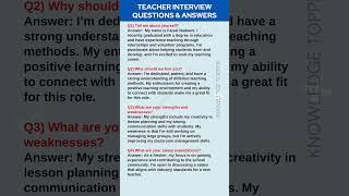 Teacher Interview Questions and Answers | Teaching interview Questions and  Answers