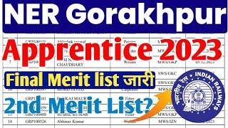 NER Gorakhpur Apprentice Final Merit list 2023, NER Apprentice 2nd merit list 2023 kab ayega