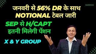 जनवरी से 56% DR के साथ पेंशन Table जारी | Sep से H/Capt X&Y gp | expected DA wef jan 2024