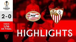 El Sevilla FC sella su pase a octavos a pesar de perder en Eindhoven (2-0) | Resumen